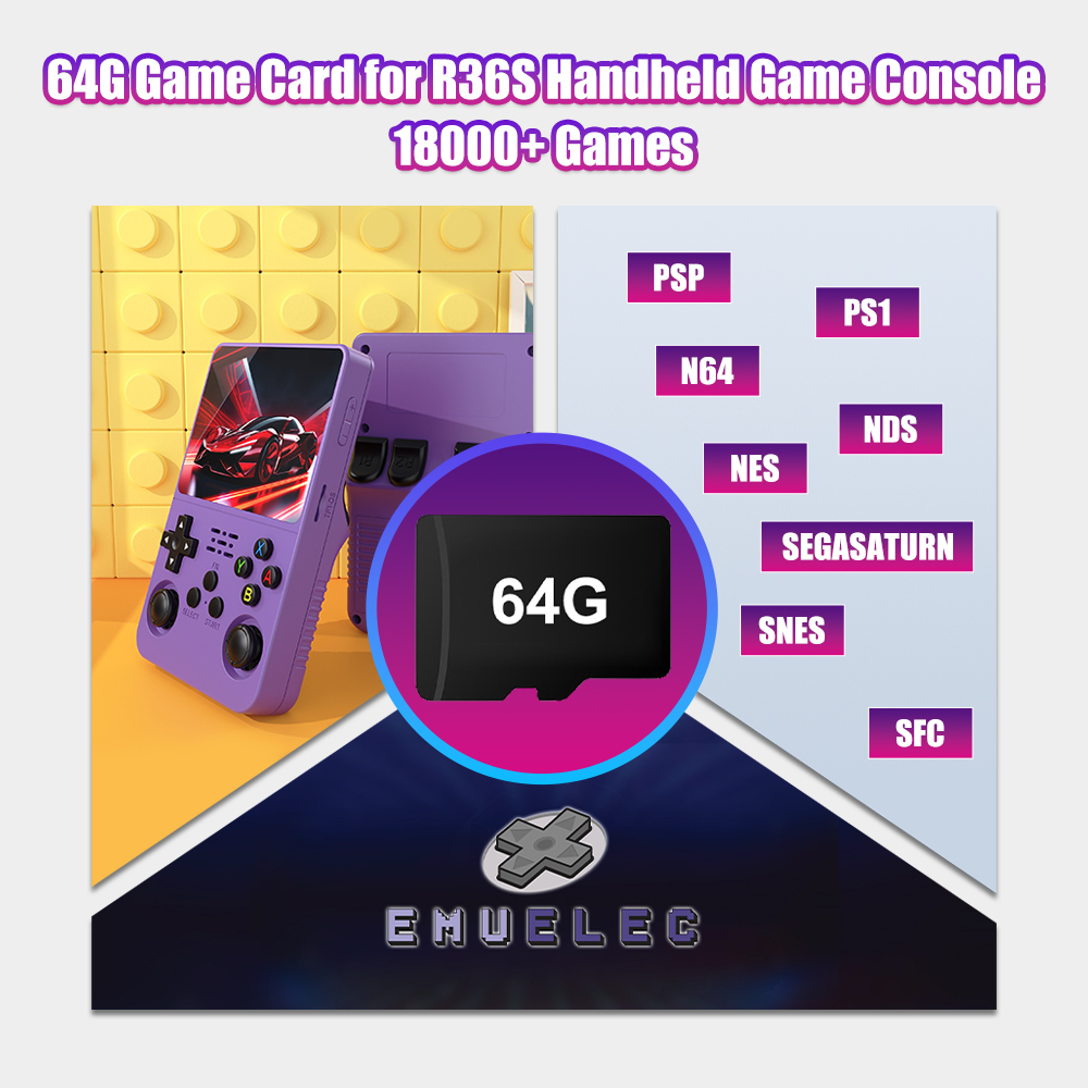 Gaming Console Handheld Retro - Cartão tf de jogo 64g para