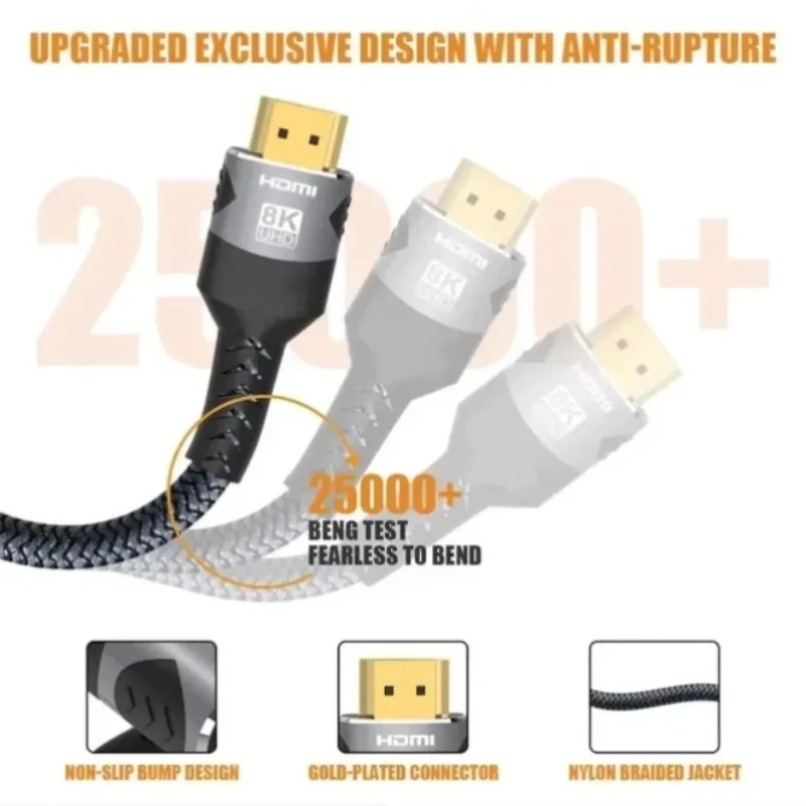 Cabo HDMI 2.1 Trançado 8K de A - Gaming Console Definition avaliação e preço